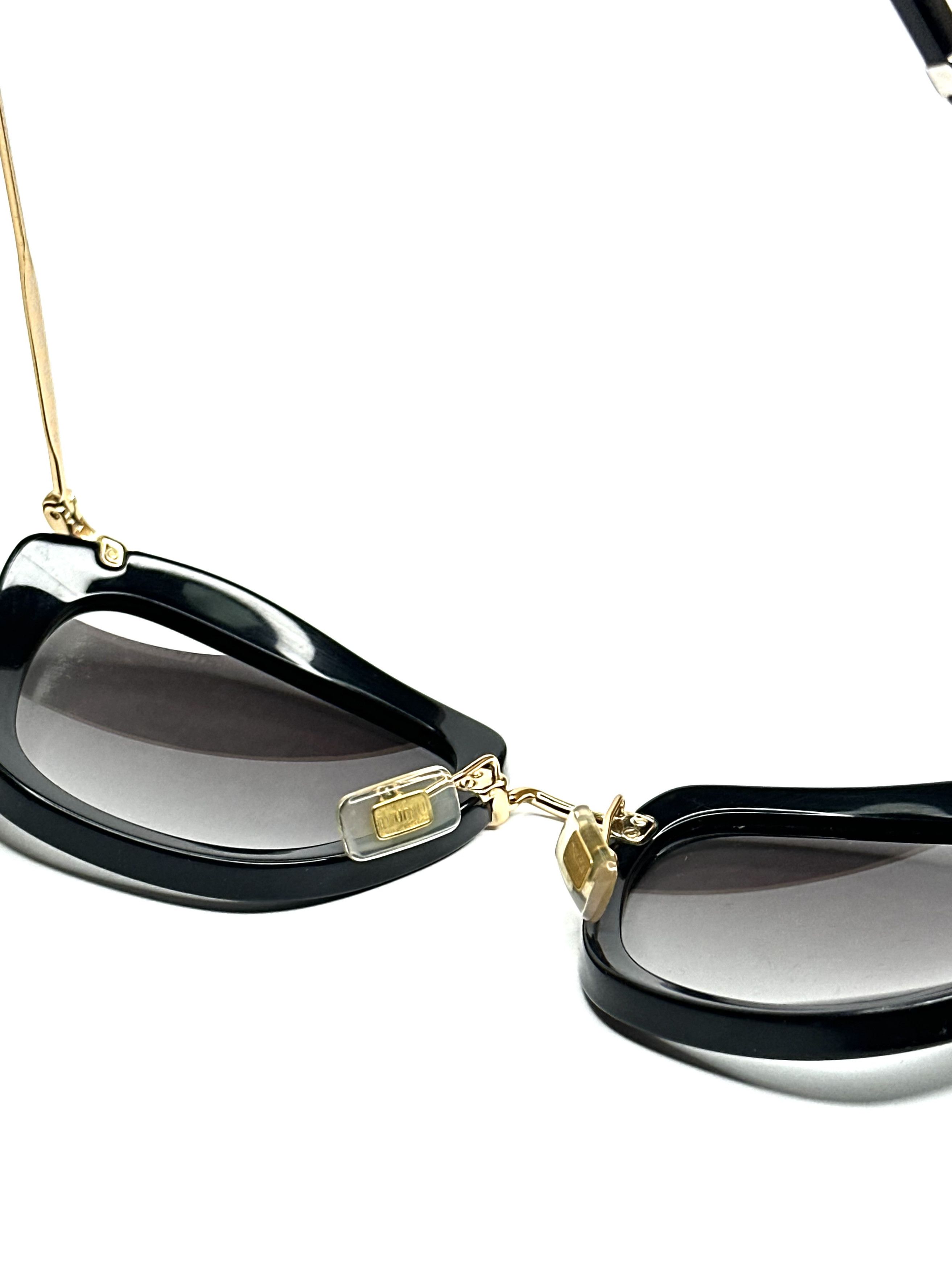 Miu Miu Miu Miu cateye black gold slim designer sunglasses Size ONE SIZE - 9 Thumbnail