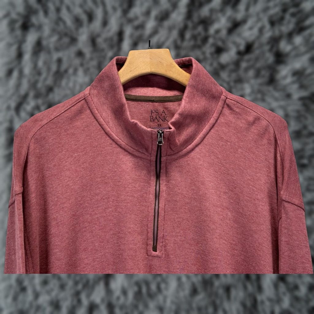 Jos. A. Bank Jos A Bank 1/4 Zip Sweater Big 3X Mens Pink Traditional Fit Knit Mock Neck Long Sleeve Pullover Casual Travel Business Big & Tall Jacket? Size US XXL / EU 58 / 5 - 1 Thumbnail