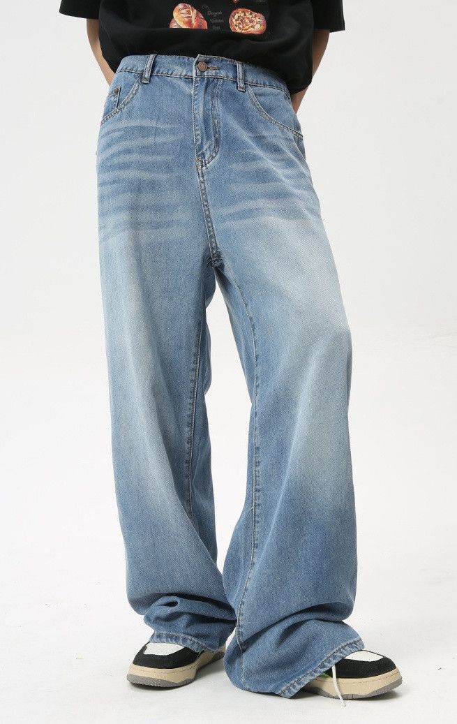 Japanese Brand × Jean Light blue loose washed straight jeans trend Size US 32 / EU 48 - 6 Thumbnail