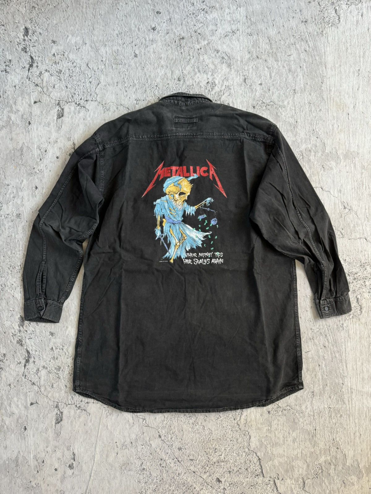 T-shirt Vintage Metallica Pushead 1992 Ring Master AOP XL Oneita - État Fondu