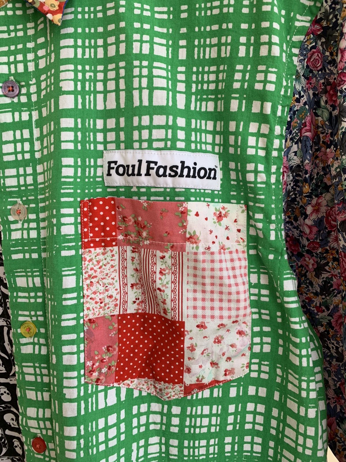 Japanese Brand Foul Fashion Ugly Patchwork Crazy Print Button Up L/S Shirt Size US L / EU 52-54 / 3 - 6 Thumbnail