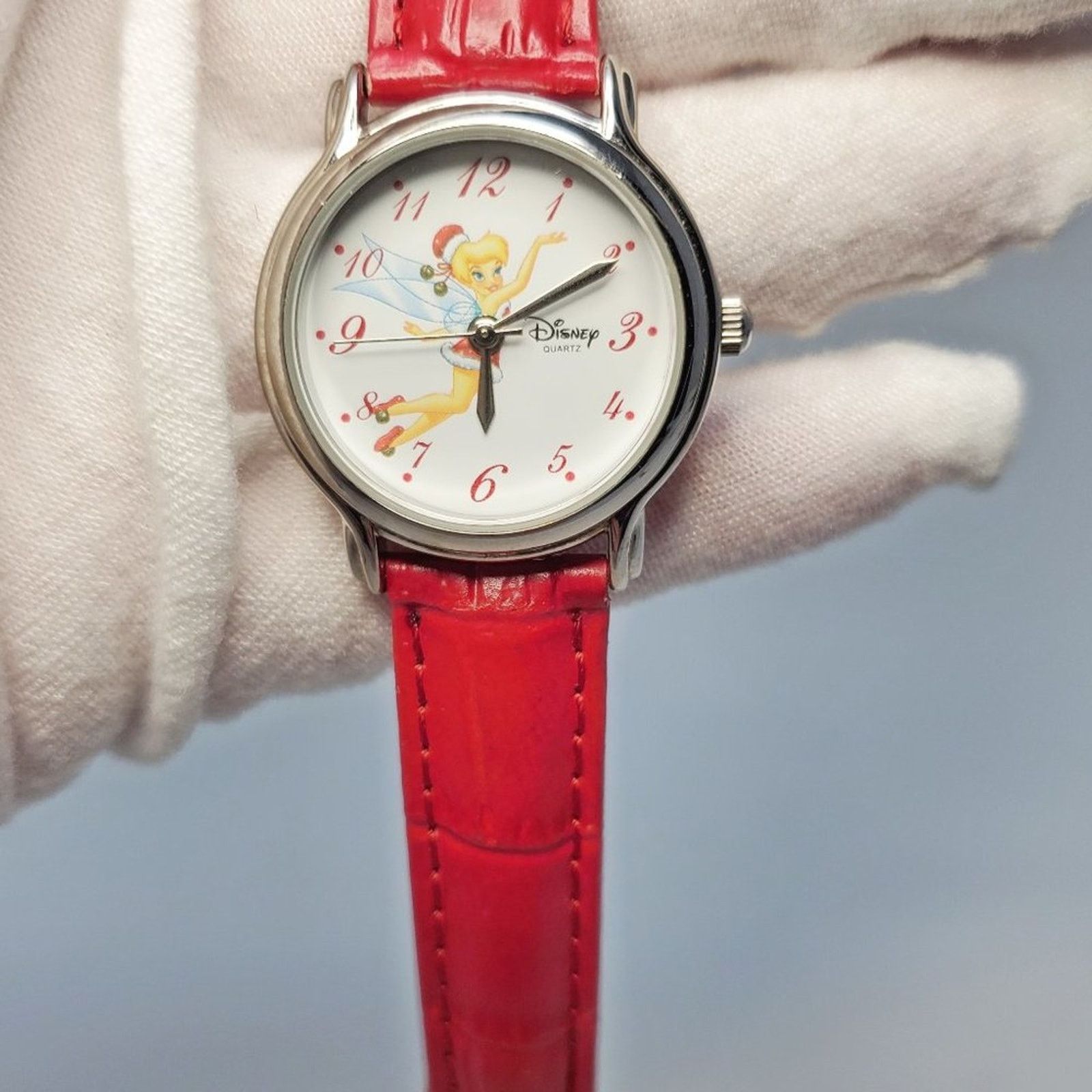 Disney Disney Tinker Bell Holiday Quartz Watch Silver Red Leather Size ONE SIZE - 3 Thumbnail