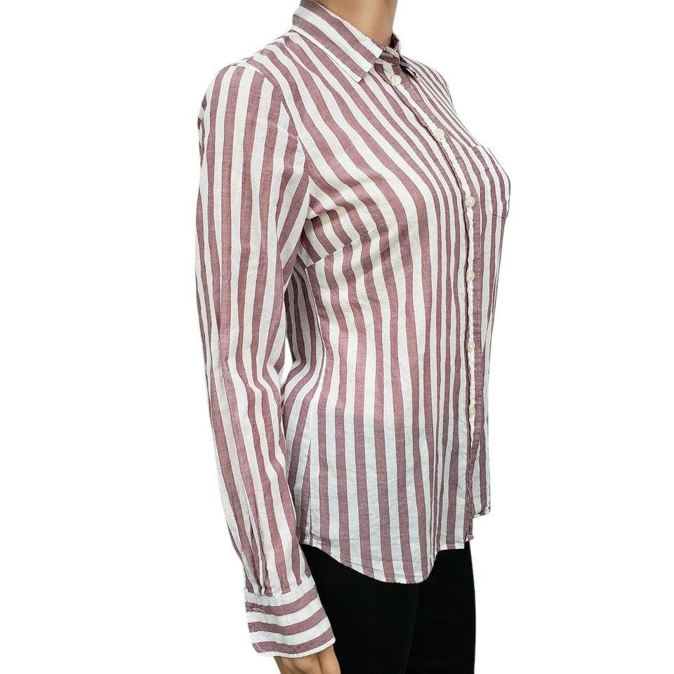 J.Crew J. Crew Mercantile Shirt Button Front Stripe Long Sleeves XS Size XS / US 0-2 / IT 36-38 - 4 Thumbnail