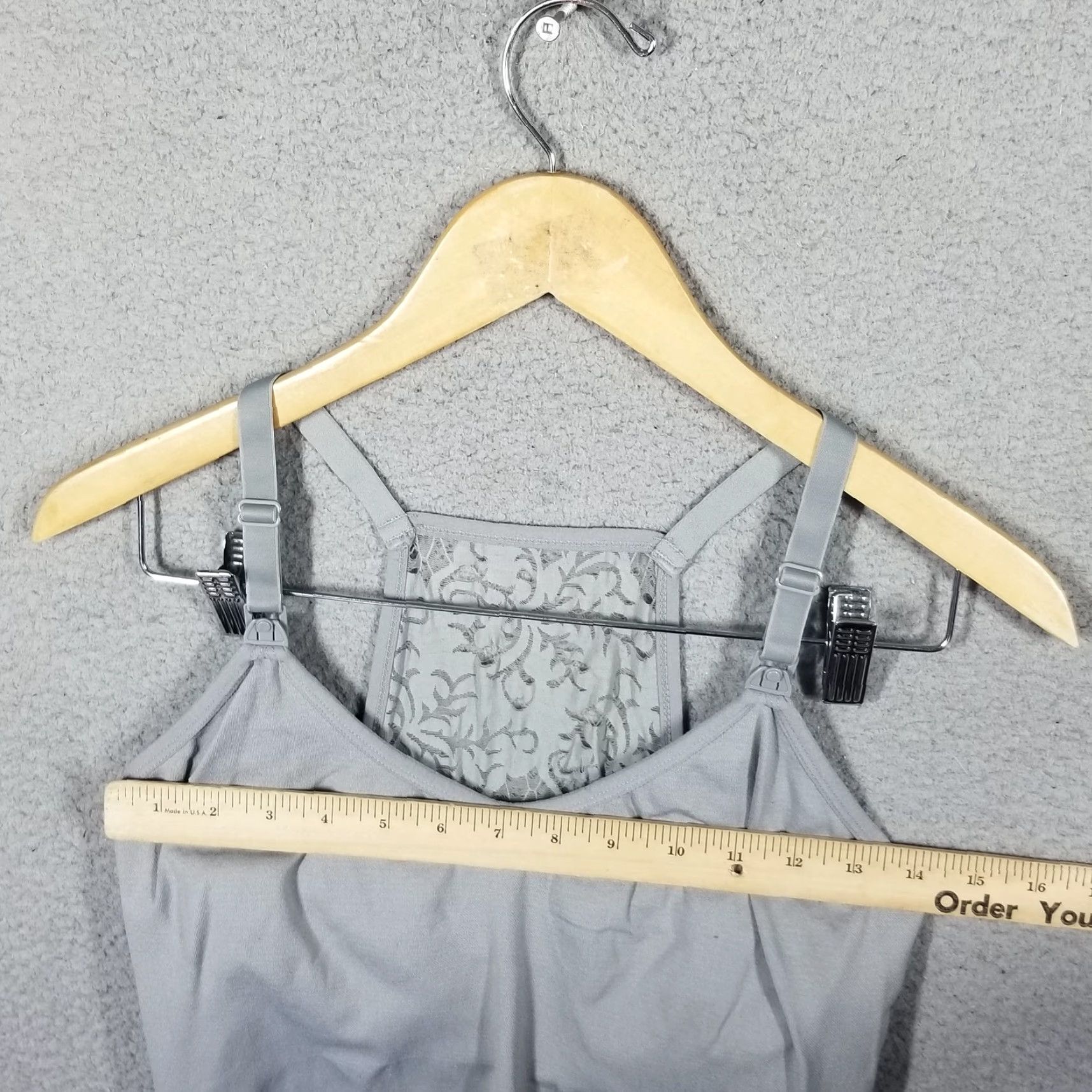 Vintage Workout Women's Tank Top Large Gray Lace Back Athleisure Cami Sleeveless Spandex Nylon Size L / US 10 / IT 46 - 5 Thumbnail