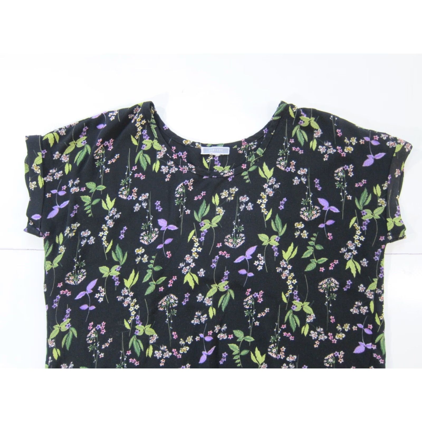 Pinko Pleione Blouse L Black Floral Rayon Boxy Short Sleeve Tunic Size L / US 10 / IT 46 - 7 Thumbnail