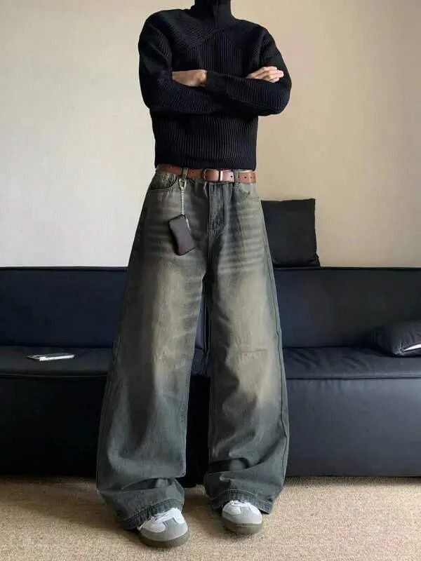 Jean Hirose x Maki Vintage Washed Retro Wide Leg Denim Jeans Size US 34 / EU 50 - 1 Thumbnail