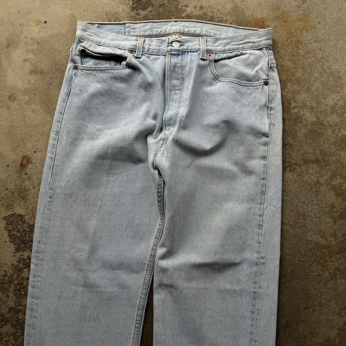 Levi's 90s Levi's 501 Thrashed Faded Jeans USA ERD Grunge Chrome Size US 35 - 12 Thumbnail