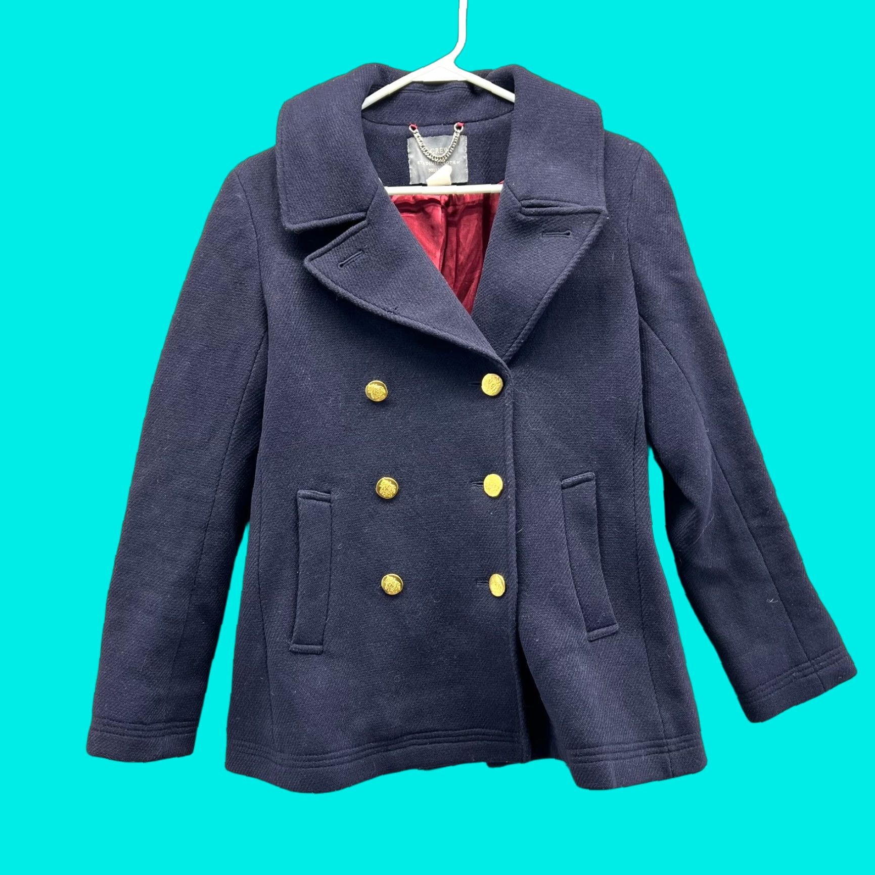 J.Crew VINTAGE J.CREW Peacoat Women 4 Navy Wool Gold Button Nello Gori Italy Stadium Cloth Coat Size S / US 4 / IT 40 - 1 Thumbnail