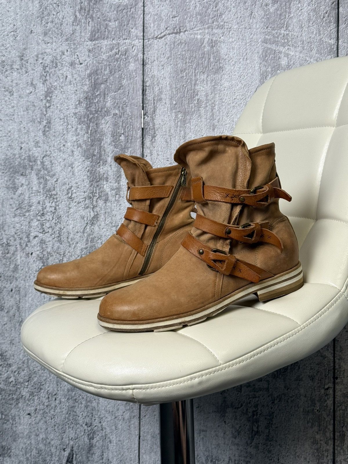A.S.98 A.S.98 Airstep Brown Leather Strap Buckle Avant-Garde Boots Size US 10 / EU 43 - 1 Thumbnail
