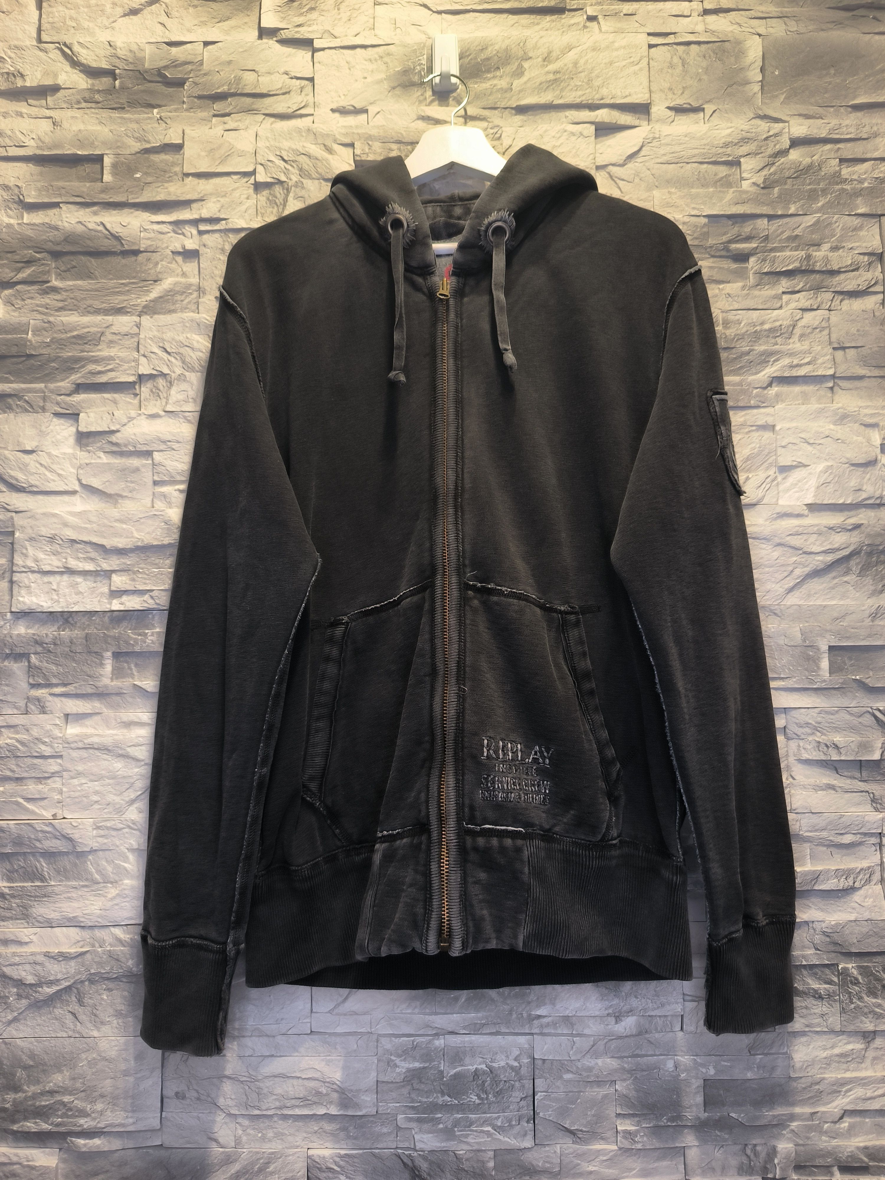 Replay × Vintage Vintage Replay Fortuna Zip Hoodie Emo Logo Gray Distressed Size US M / EU 48-50 / 2 - 1 Thumbnail