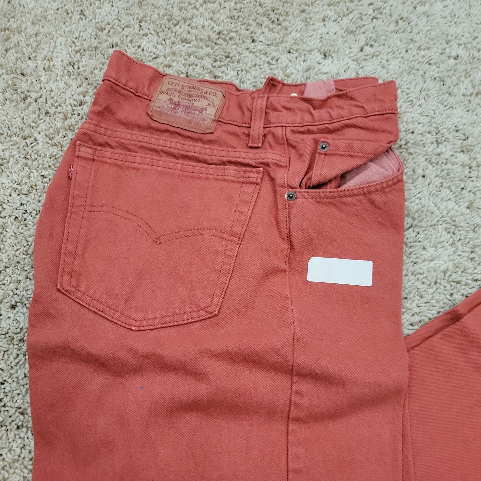 Levi's Deadstock NOS Vintage 90’s Levis 550 Jeans Red Denim 38x34 Size US 38 / EU 54 - 3 Thumbnail