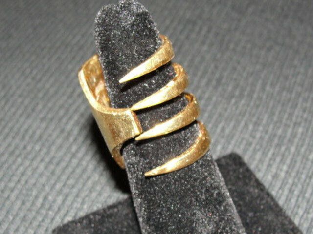 Handmade 14 kt Gold Vermeil over Brass Coil Fork Ring Size ONE SIZE - 1 Thumbnail