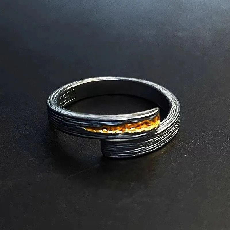 Jewelry × Vintage Gold Black Collision Ring Size ONE SIZE - 1 Thumbnail