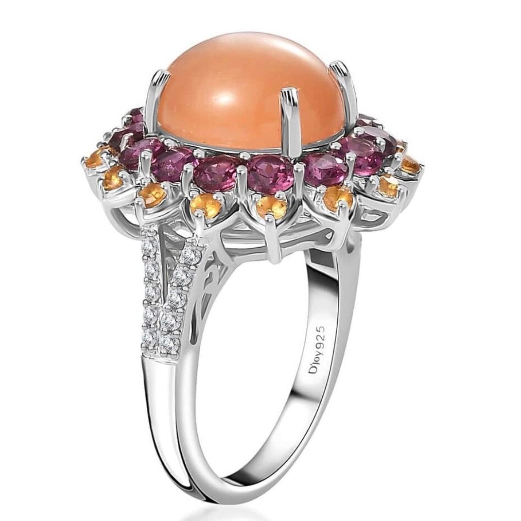Other Peach moonstone rhodolite ring in sterling silver size 7 Size ONE SIZE - 11 Thumbnail