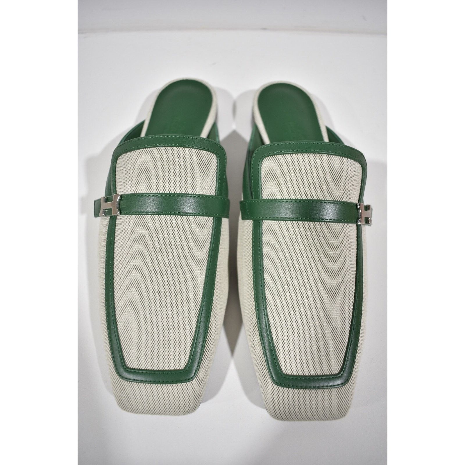 Hermes Groupie Mule Cactus Canvas Backless Mule Slide Flat 37 Size US 7 / IT 37 - 7 Thumbnail