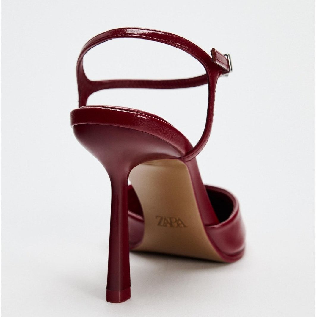 Zara ZARA Cherry Red Slingback Heels Pointed Toe Pumps NWT Size US 7.5 / IT 37.5 - 24 Thumbnail