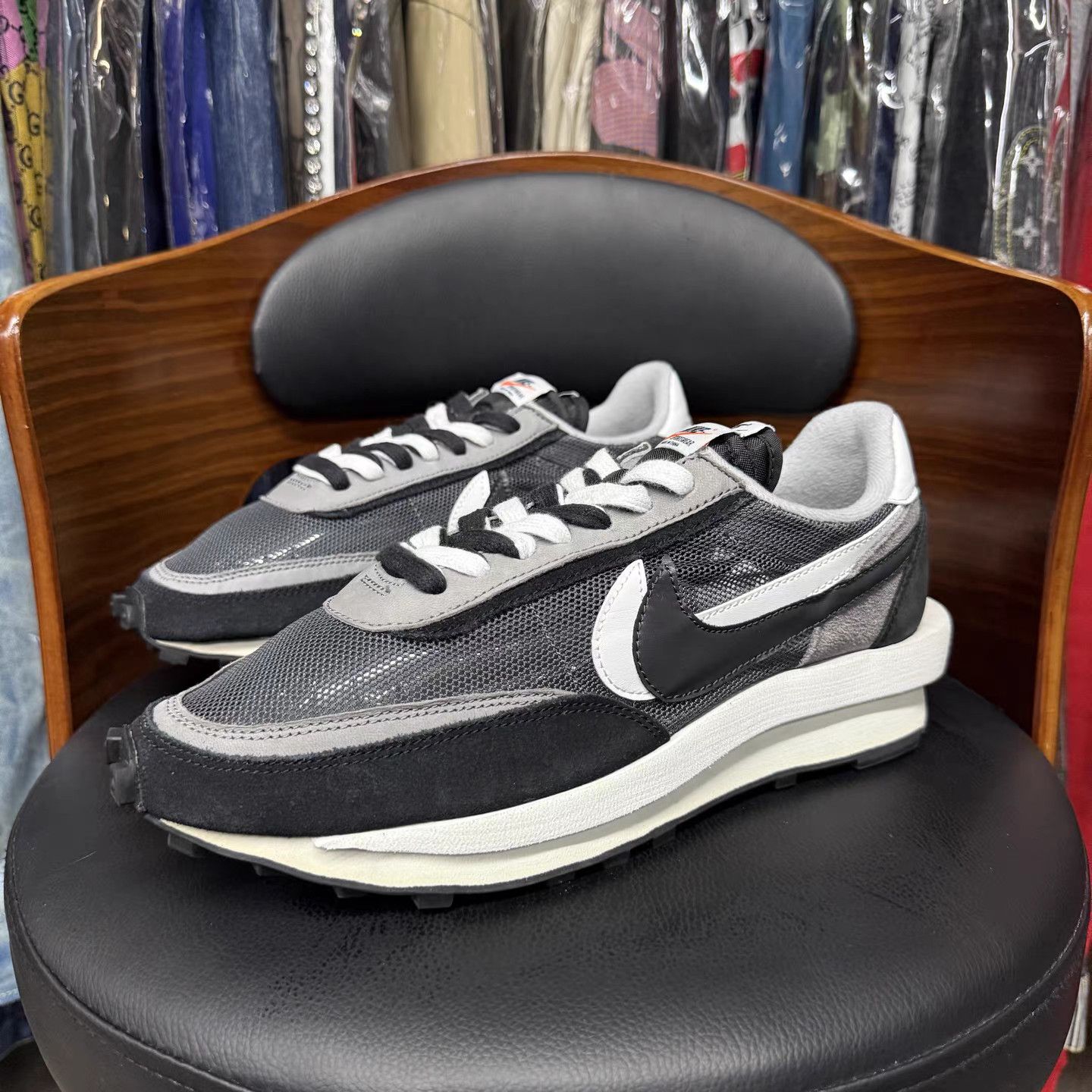 Nike Sacai x Nike LDV Waffle Black White K15 Size US 11.5 / EU 44-45 - 1 Thumbnail