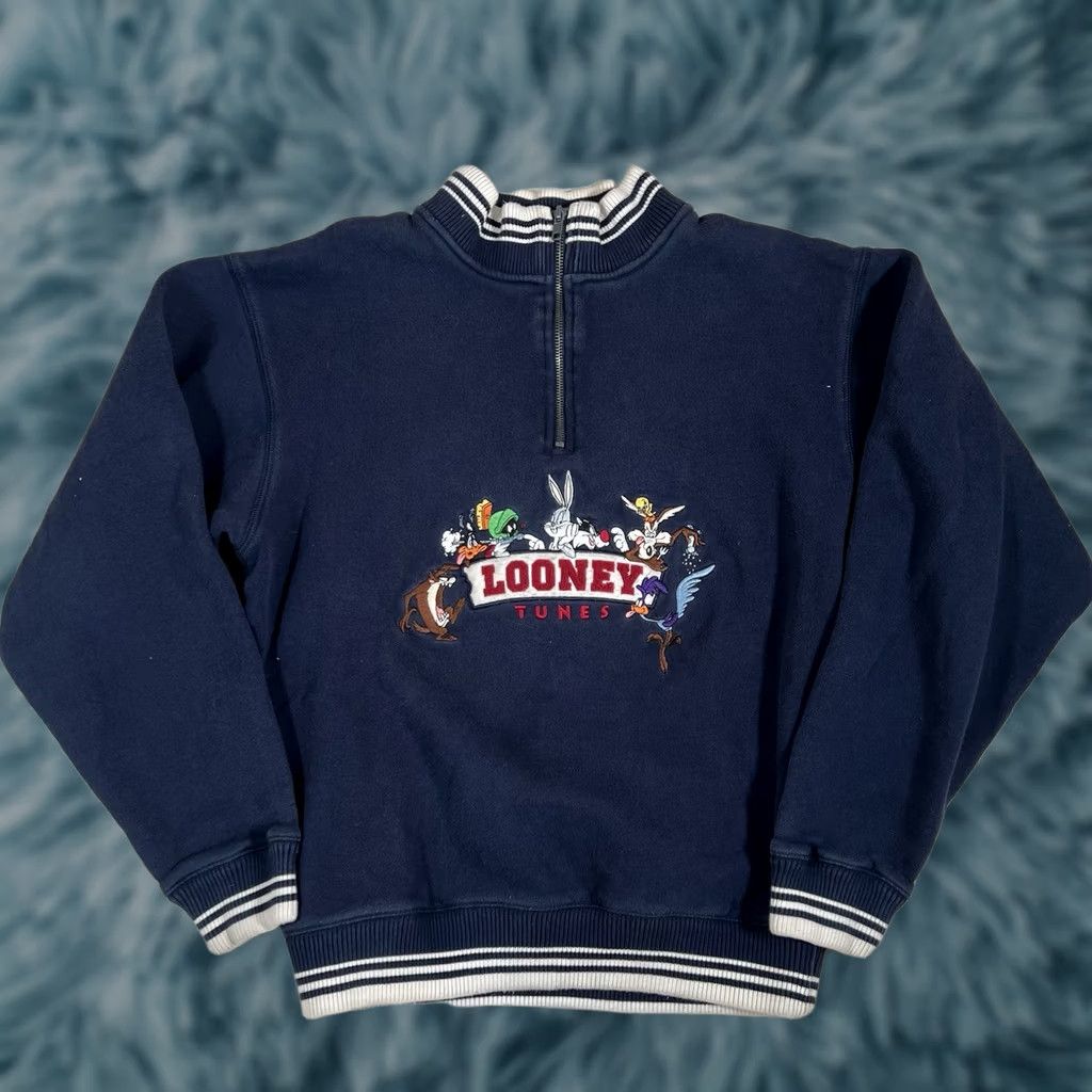 Vintage VINTAGE Warner Bros Sweatshirt Pullover XS Unisex Adults Blue Pullover Sweatshirt 20x23 1/4 Zip 1/4 quarter zip Looney Tunes Size XS / US 0-2 / IT 36-38 - 1 Thumbnail