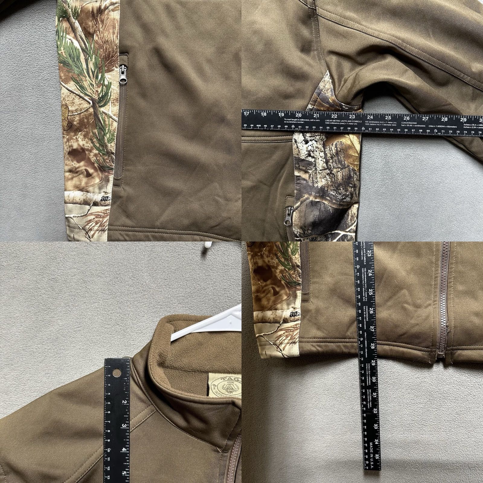 Vintage Tag Safari Jacket Mens L Brown Camo Soft Shell Fleece Lined Full Zip Pockets Size US L / EU 52-54 / 3 - 9 Thumbnail