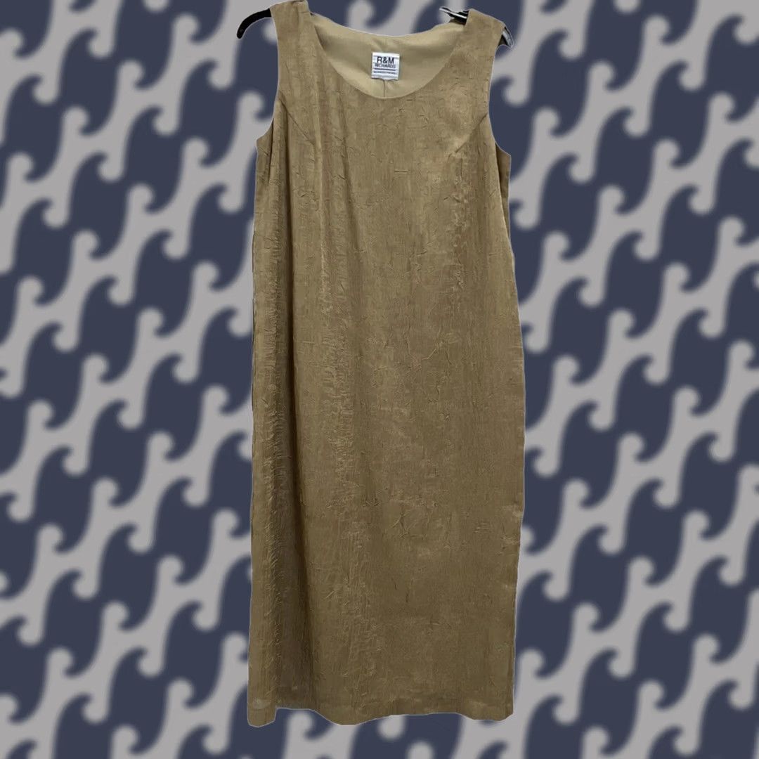 Vintage VINTAGE R&M Richards Champagne Satin Midi Dress Womens Small 90s Crinkle Fairy Size S / US 4 / IT 40 - 1 Thumbnail