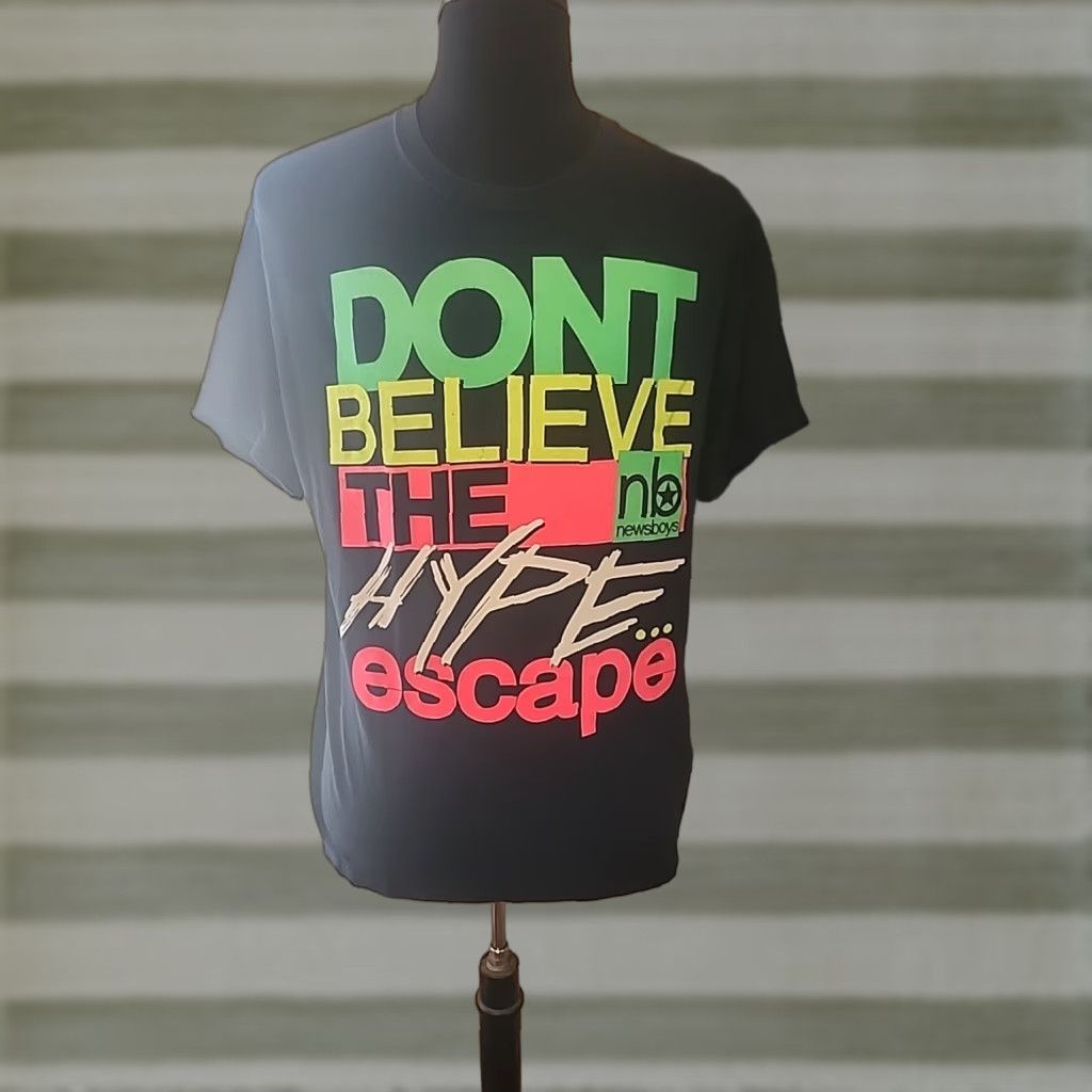 Gildan Rare Newsboys Band T Shirt Don't Believe The Hype Escape Large Black Cotton Gildan Men Short Sleeve Crew Neck Vintage: No Size US L / EU 52-54 / 3 - 1 Preview