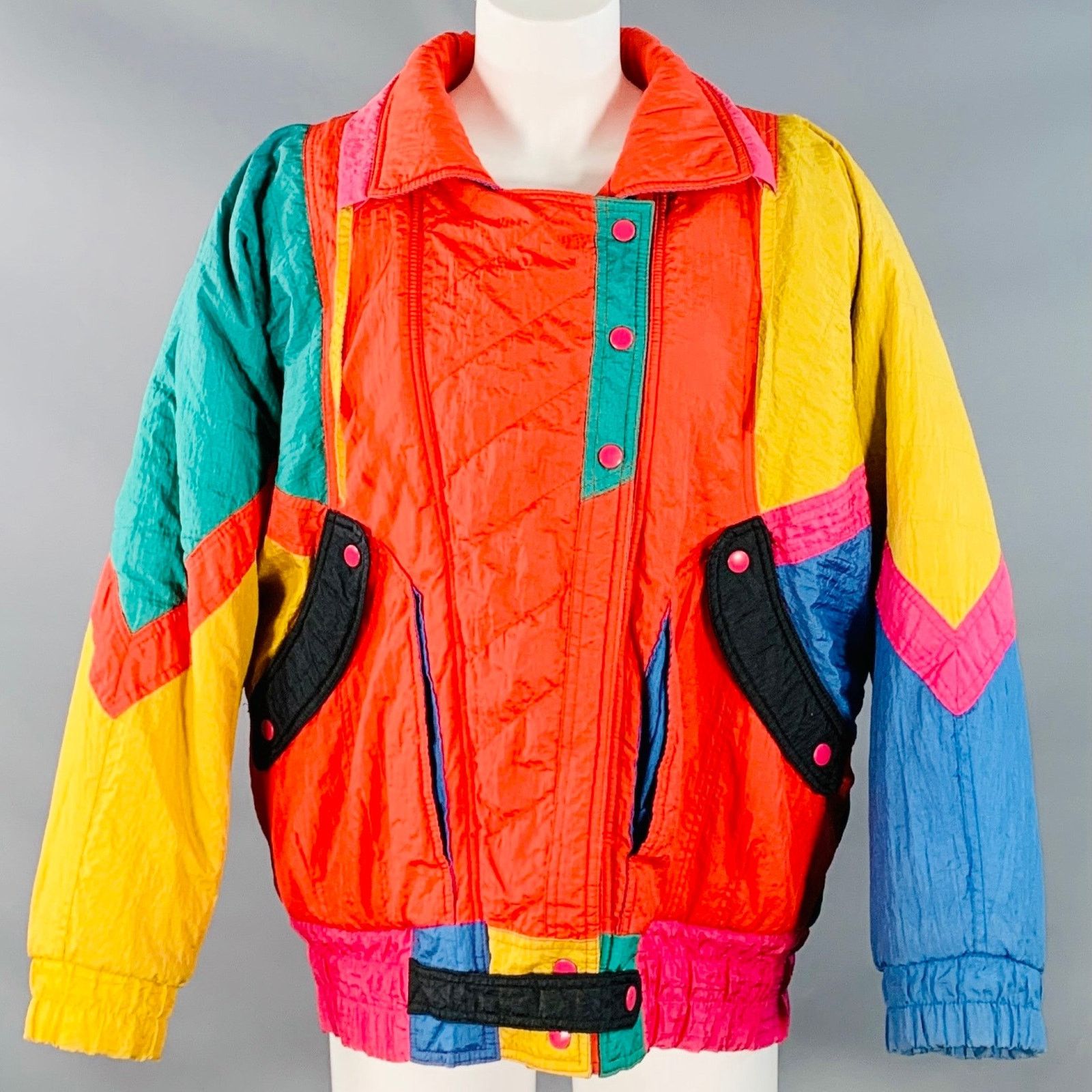 Other GIACCA Multi Color Polyester Color Block Zip Snaps Jacket Size S / US 4 / IT 40 - 1 Thumbnail