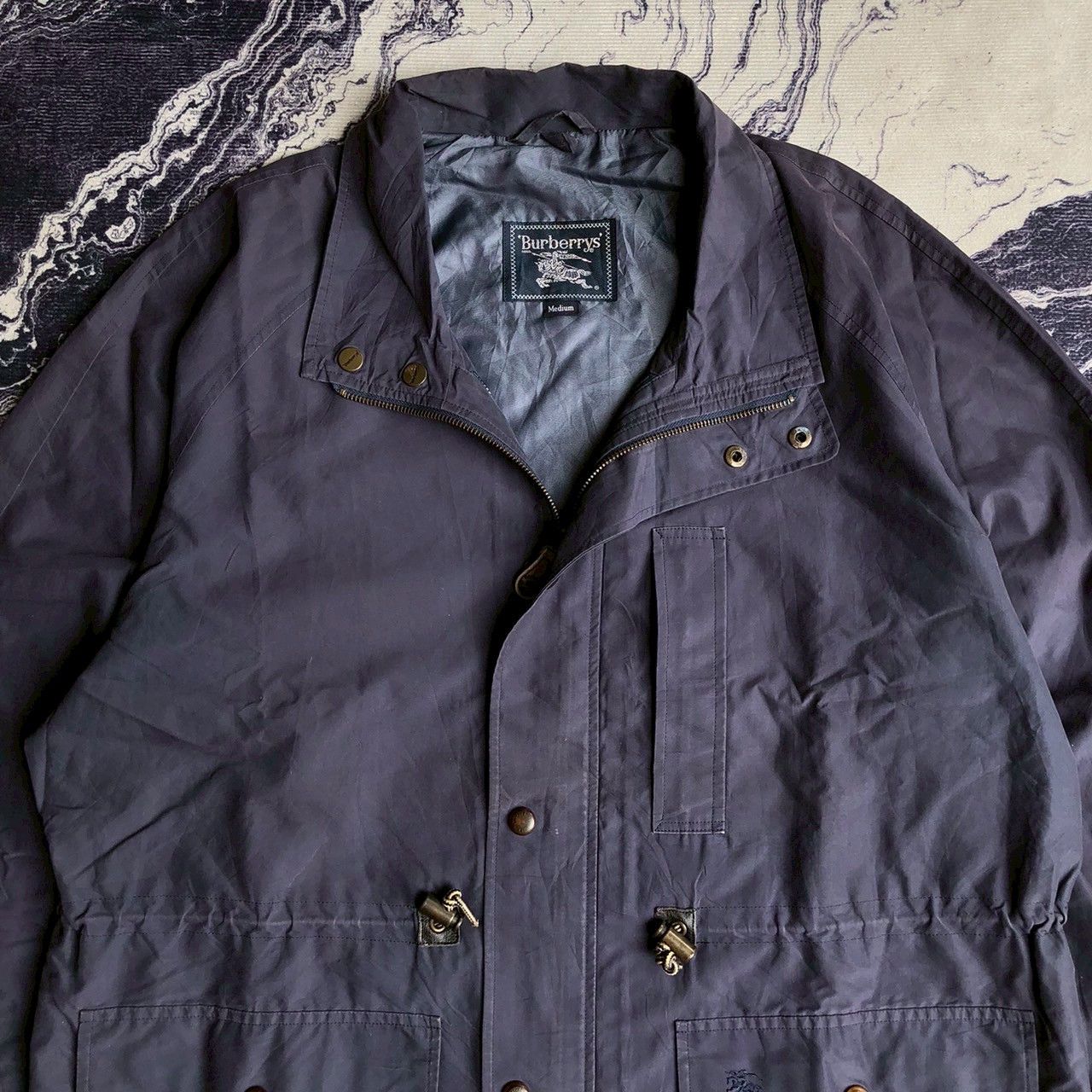 Burberry Vintage 90s Burberrys Field Jacket Blue Utility Coat Size US M / EU 48-50 / 2 - 4 Thumbnail