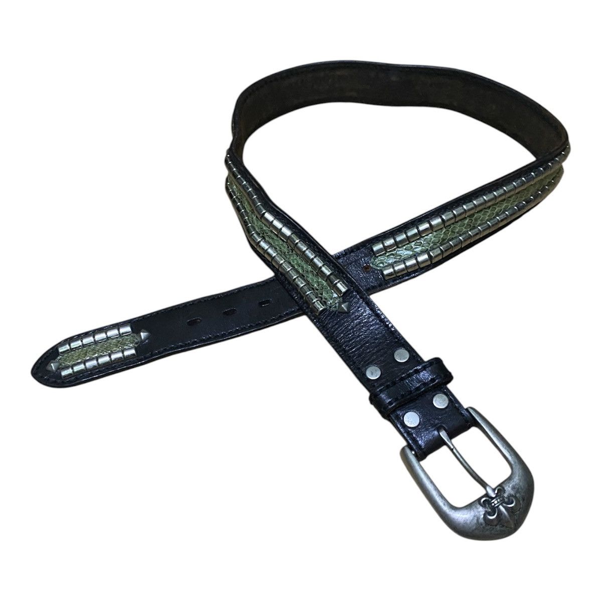 Tornado Mart TORNADO MART WESTERN BUCKLE SNAKESKIN STUDDET BELT Size ONE SIZE - 3 Thumbnail