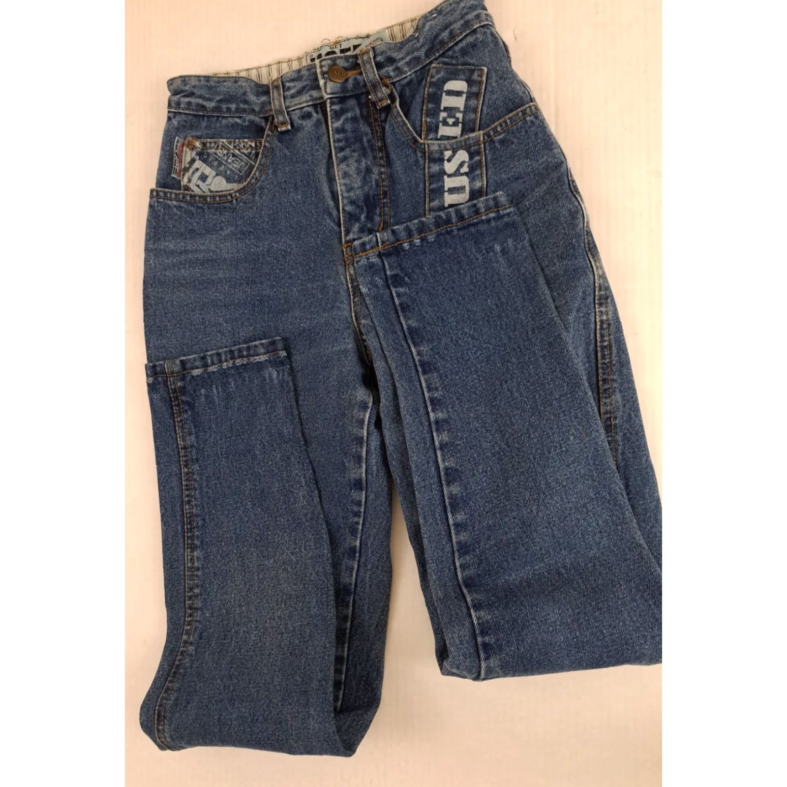 Denime VINTAGE Get Used Jeans Women 5-Pocket Denim Blue Straight Distressed 26 29 Inseam Size 26" / US 2 / IT 38 - 6 Thumbnail