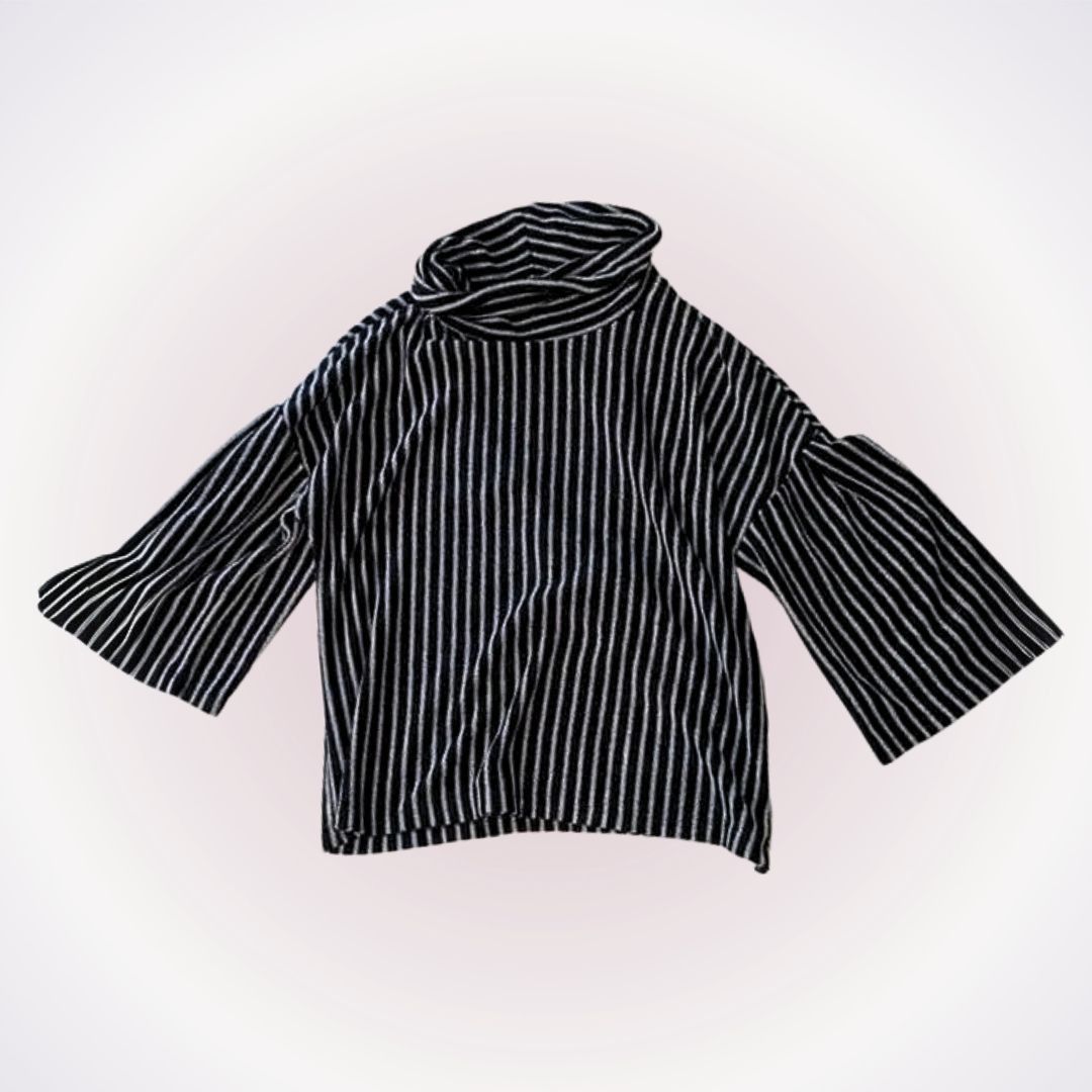 Other W5 Black and Tan Striped Boxy Fit Turtleneck | Sz S Size S / US 4 / IT 40 - 1 Thumbnail