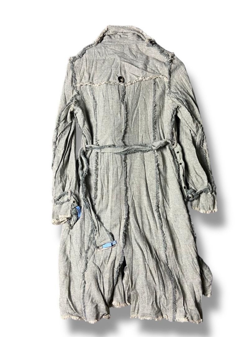 Japanese Brand Spread Azure Double Breasted Frayed Seams Trench Coat (160) Size XS / US 0-2 / IT 36-38 - 4 Thumbnail