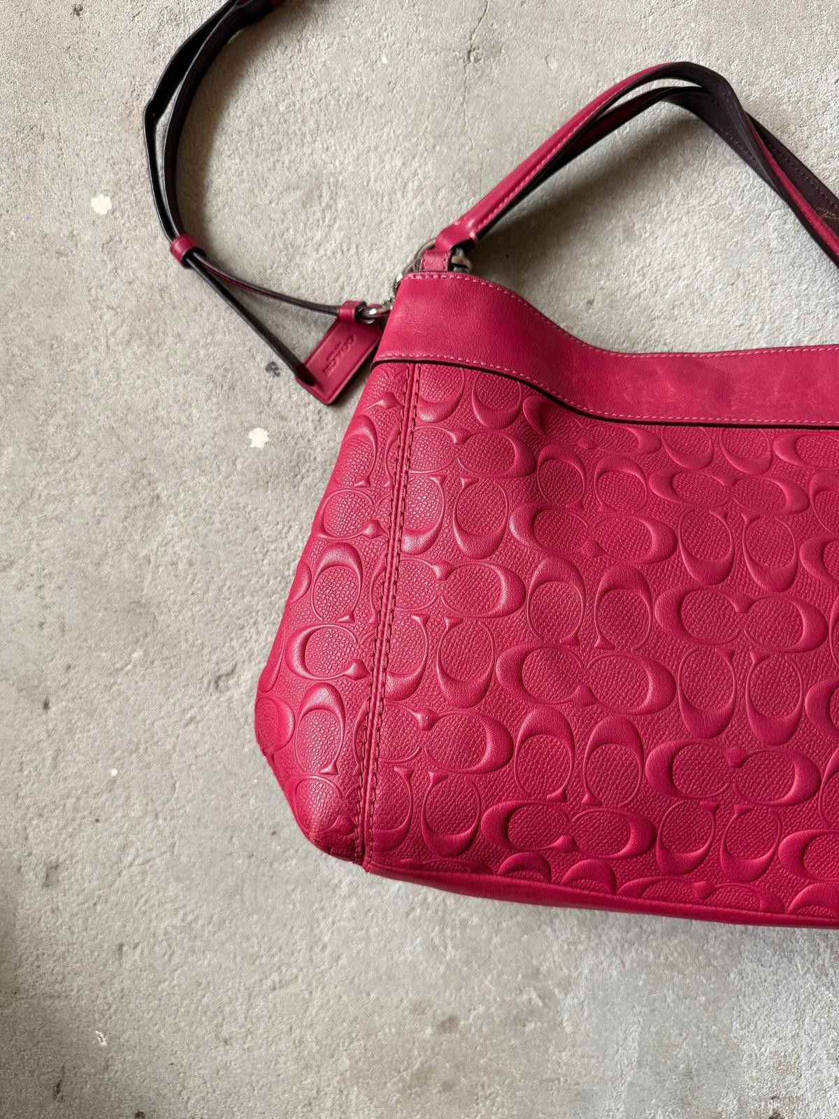 Coach Coach 2Way Signature Embossed Lexy Shoulder Bag Red Size ONE SIZE - 6 Thumbnail