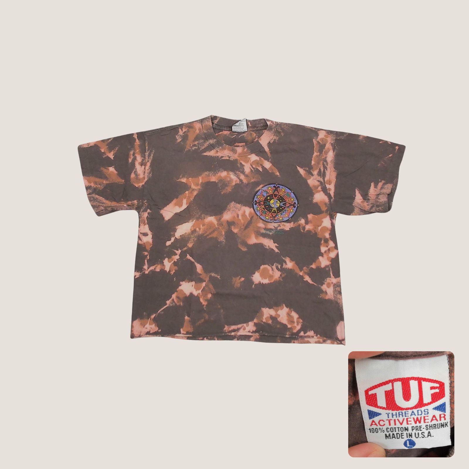 Vintage Vintage 90s San Diego World Peace Boxy Bleach Cropped Tee Size L / US 10 / IT 46 - 1 Thumbnail