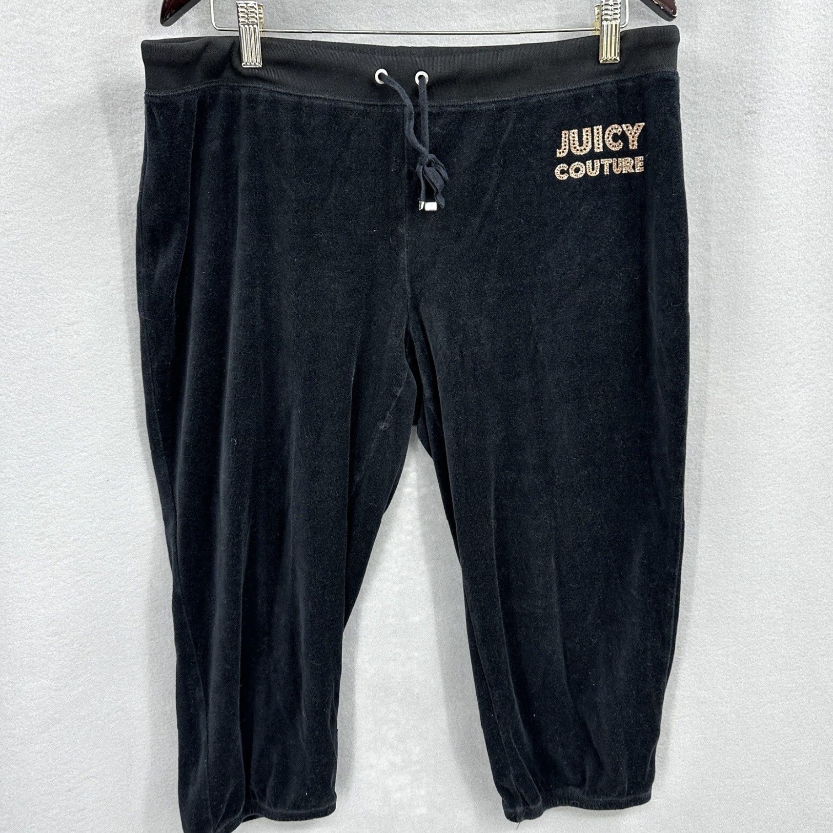Juicy Couture VINTAGE Juicy Couture Pants Womens Large Black Velvet Glitter Tie Waist Wide-Leg 90s Bohemian Size 36" / US 14 / IT 50 - 2 Thumbnail