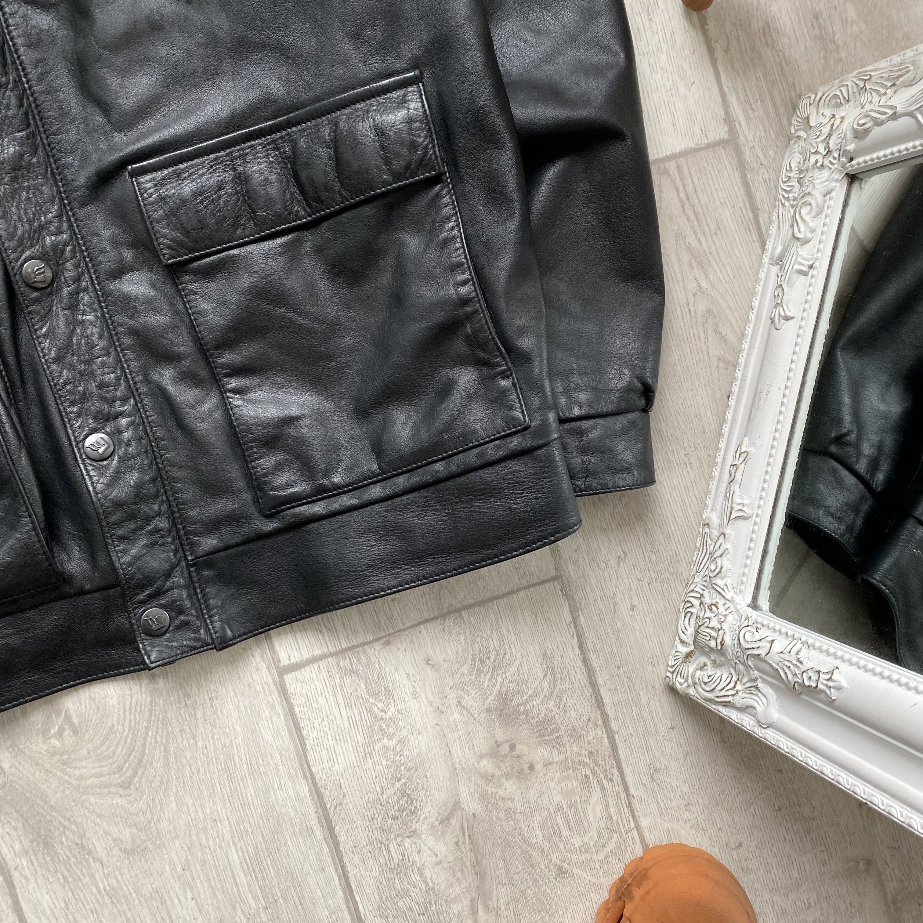 Genuine Leather Vintage 90s Real Leather Pilot Jacket Y2K Biker Style Size US L / EU 52-54 / 3 - 2 Thumbnail