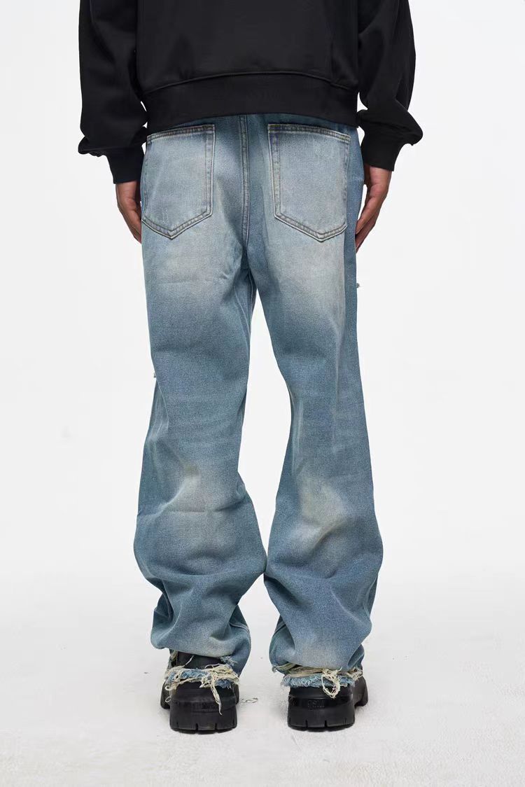 Japanese Brand × Jean Vintage street hip-hop washed and aged ripped design jeans Size US 36 / EU 52 - 4 Thumbnail