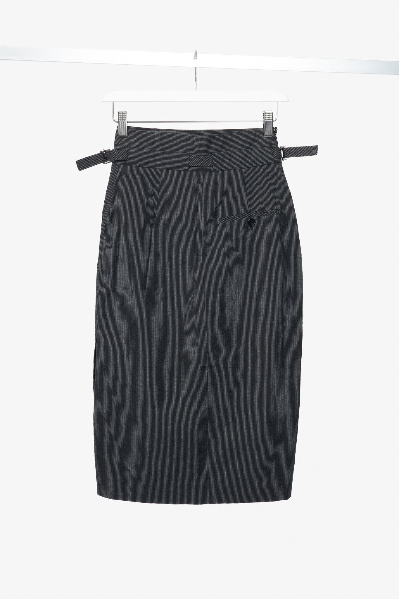 Paul Smith Paul Smith Black Label Charcoal Pinstripe Pencil Skirt Size 26" / US 2 / IT 38 - 2 Thumbnail