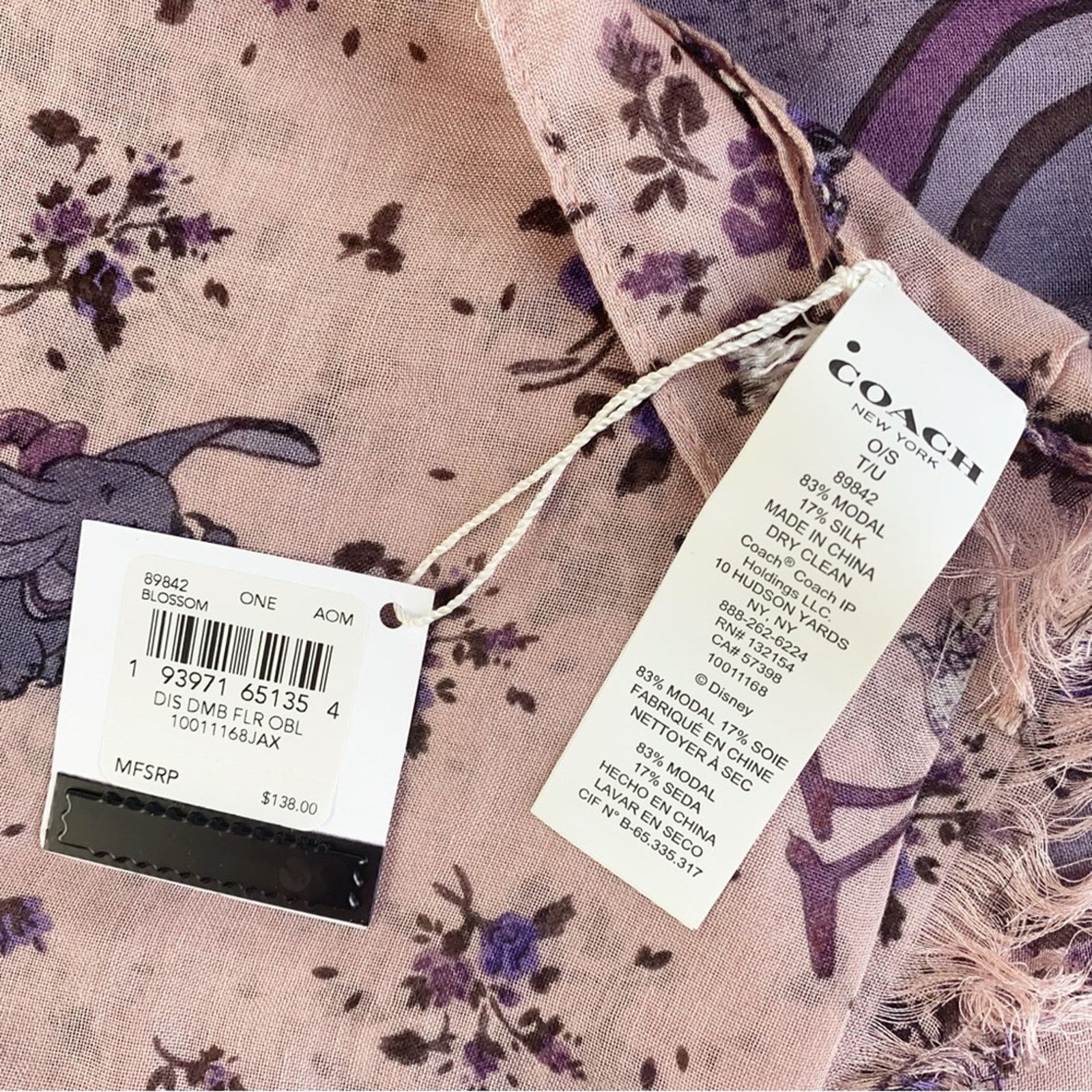 Coach COACH DISNEY DUMBO FLORAL PRINT OBLONG SCARF Size ONE SIZE - 3 Thumbnail