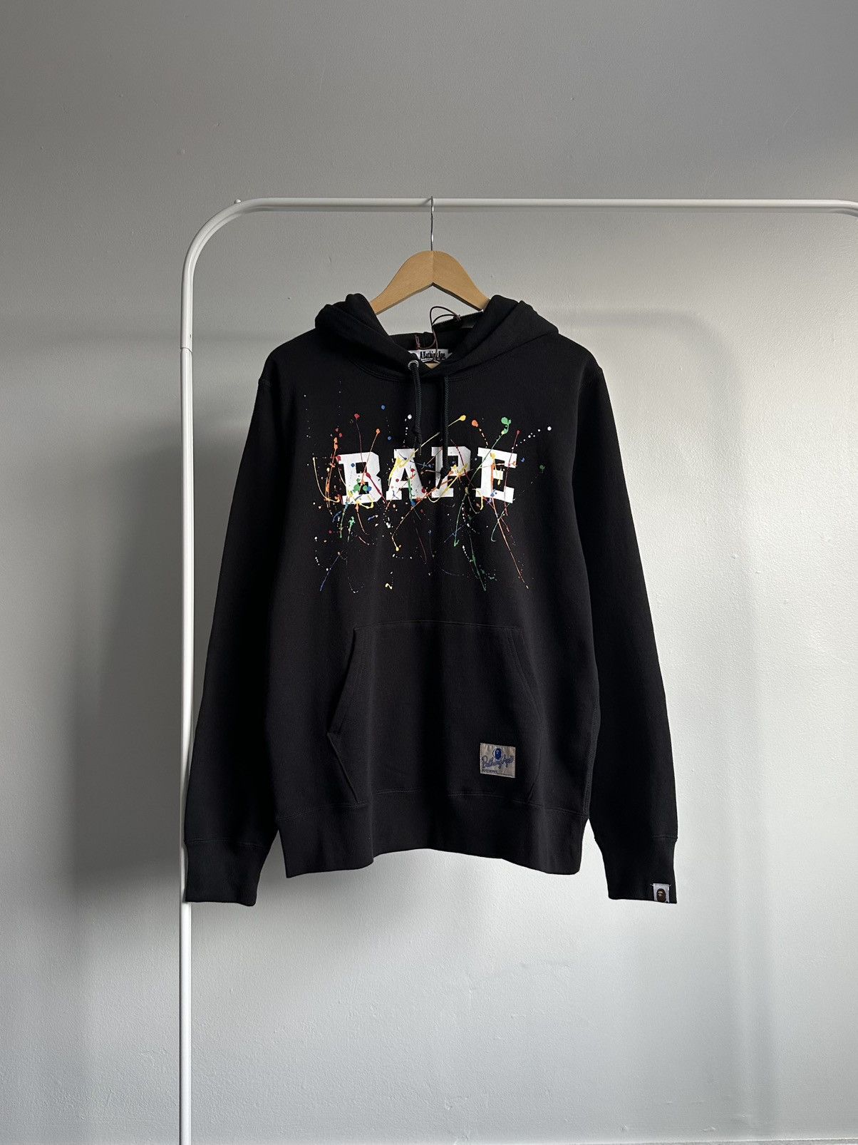 Bape Paint Splatter Hoodie Black