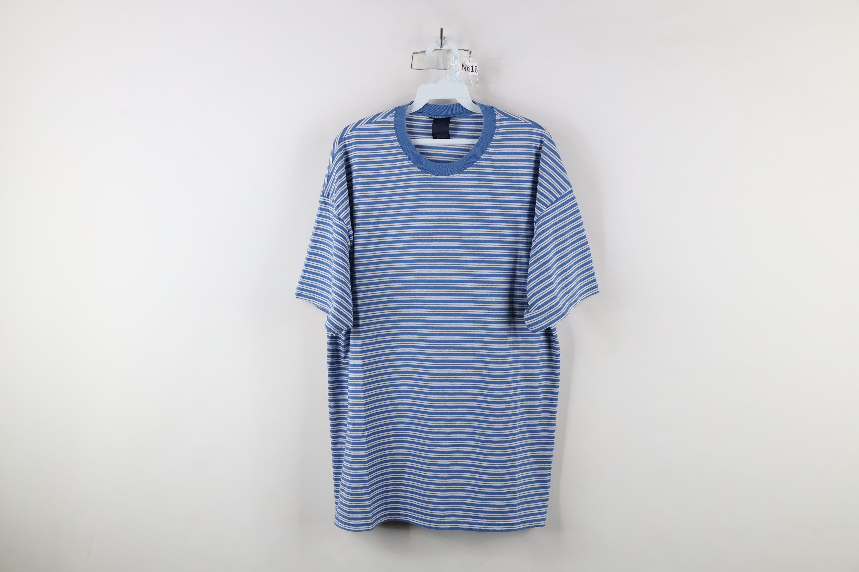 Vintage Vintage 90s Streetwear Striped Short Sleeve T-Shirt Blue Size US L / EU 52-54 / 3 - 1 Thumbnail