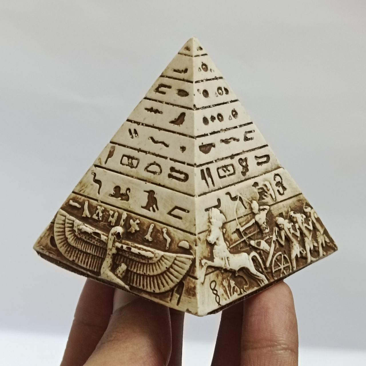 Handmade Egyptian pyramid statue souvenir, hieroglyph design Size ONE SIZE - 5 Thumbnail