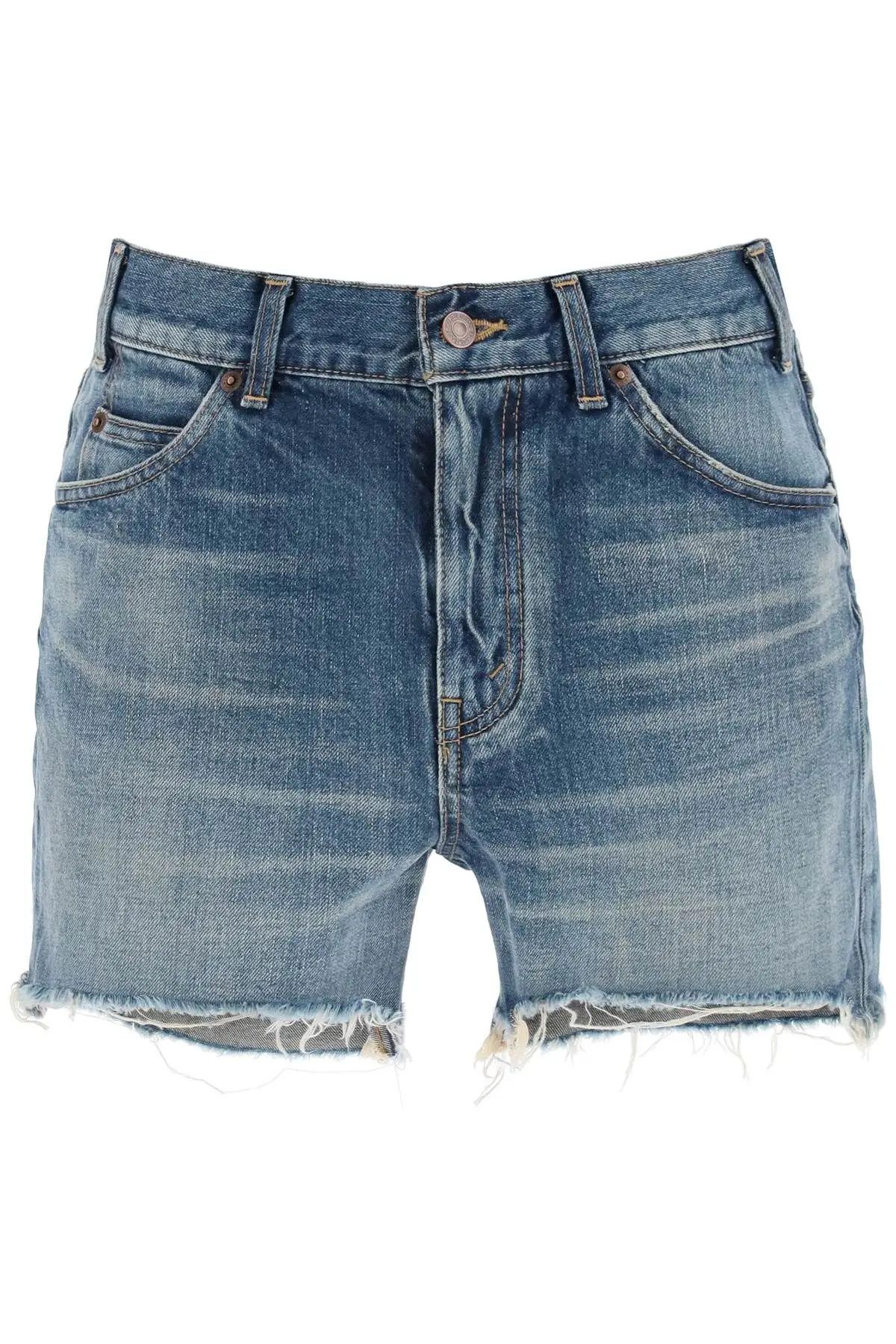 image of Celine O1S22I1N0424 Denim Skate Short In Blue, Women's (Size 26)