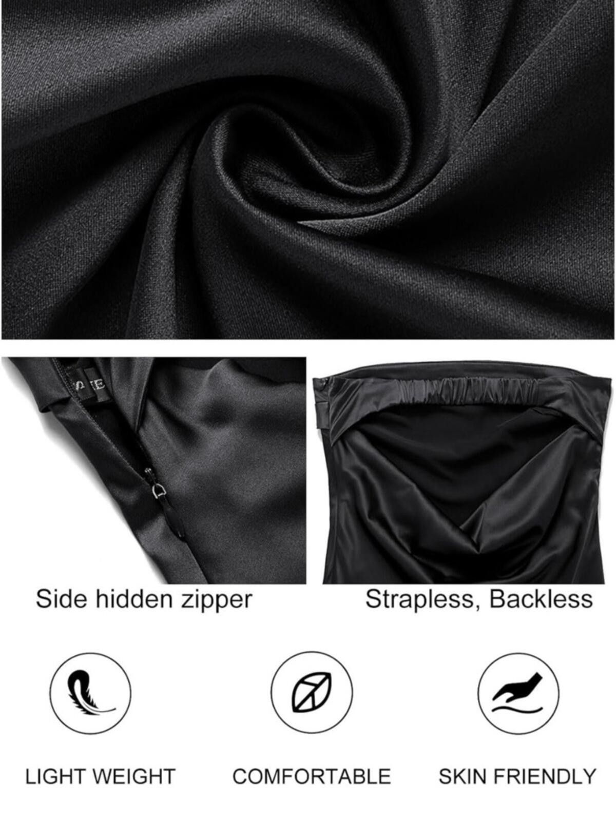 Asos Strapless Satin Maxi Dress / Black Size XS / US 0-2 / IT 36-38 - 3 Thumbnail