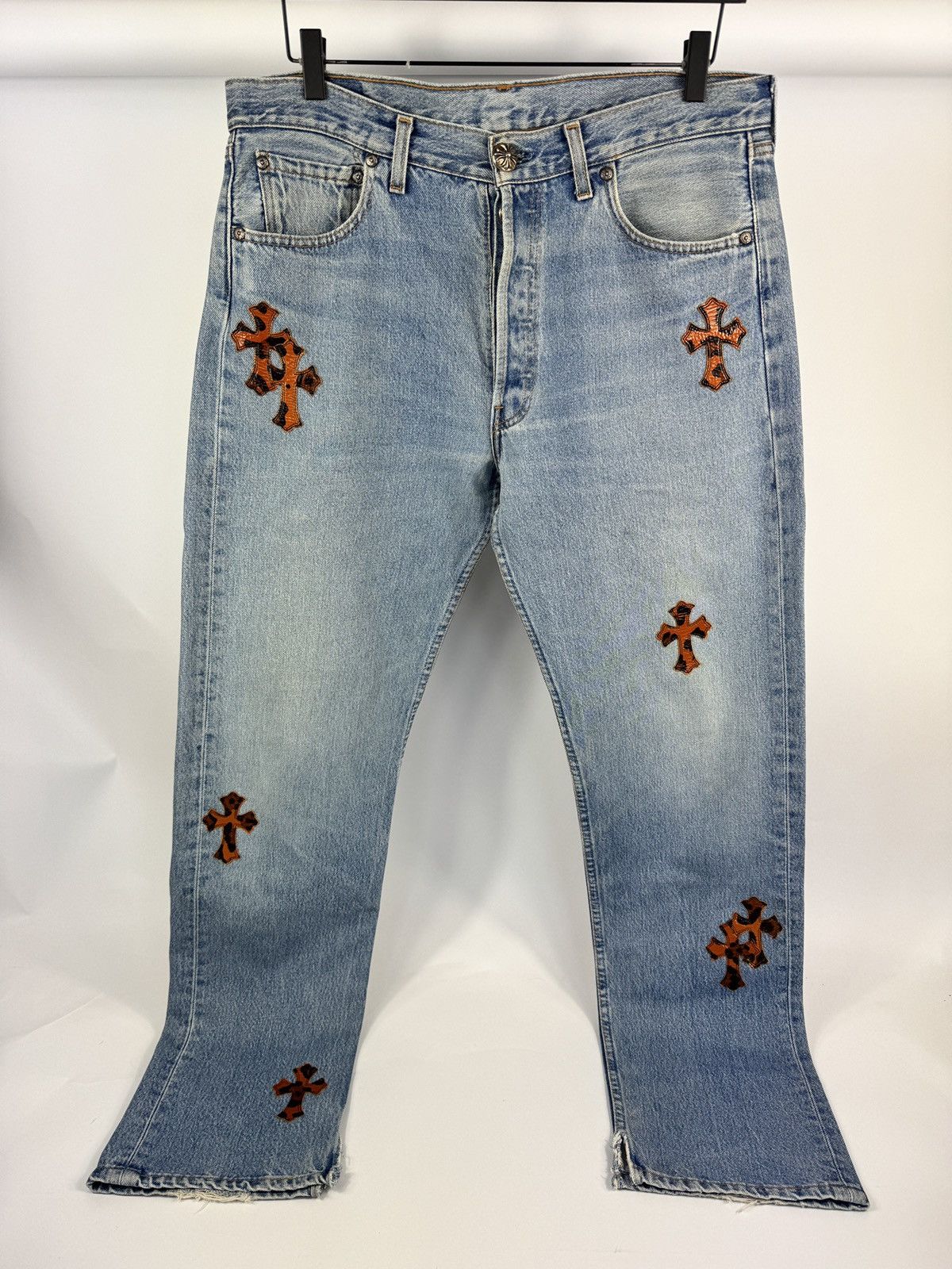 Chrome Hearts PATENT LEOPARD CROSS PATCH DENIM JEANS (RARE) Size US 33 - 3 Thumbnail