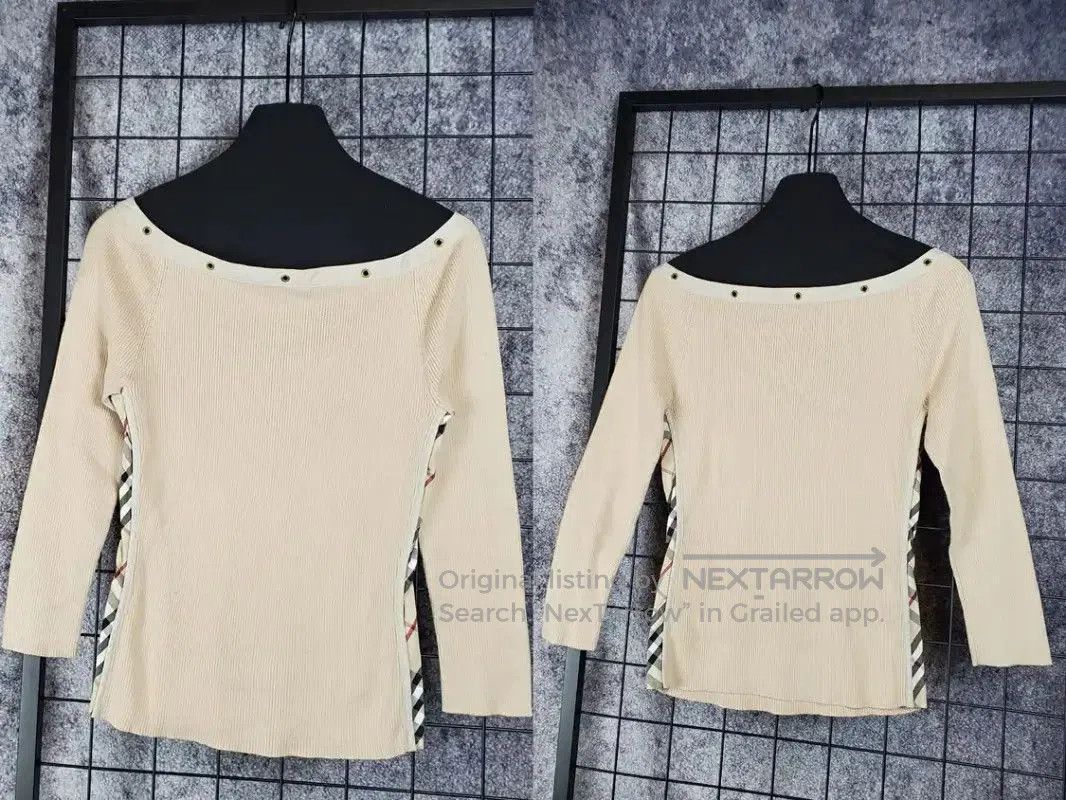 Burberry Burberry Off-Shoulder Khaki Cotton Blend Top. Size S / US 4 / IT 40 - 1 Thumbnail