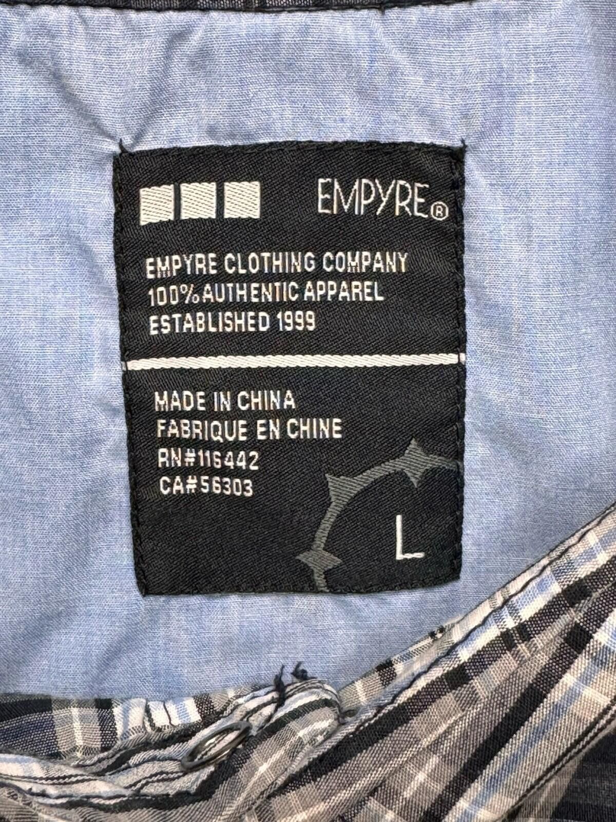 Empyre Empyre Men's Lg Gray Plaid Short Sleeve Pearl Snap Up [730] Size US L / EU 52-54 / 3 - 4 Thumbnail