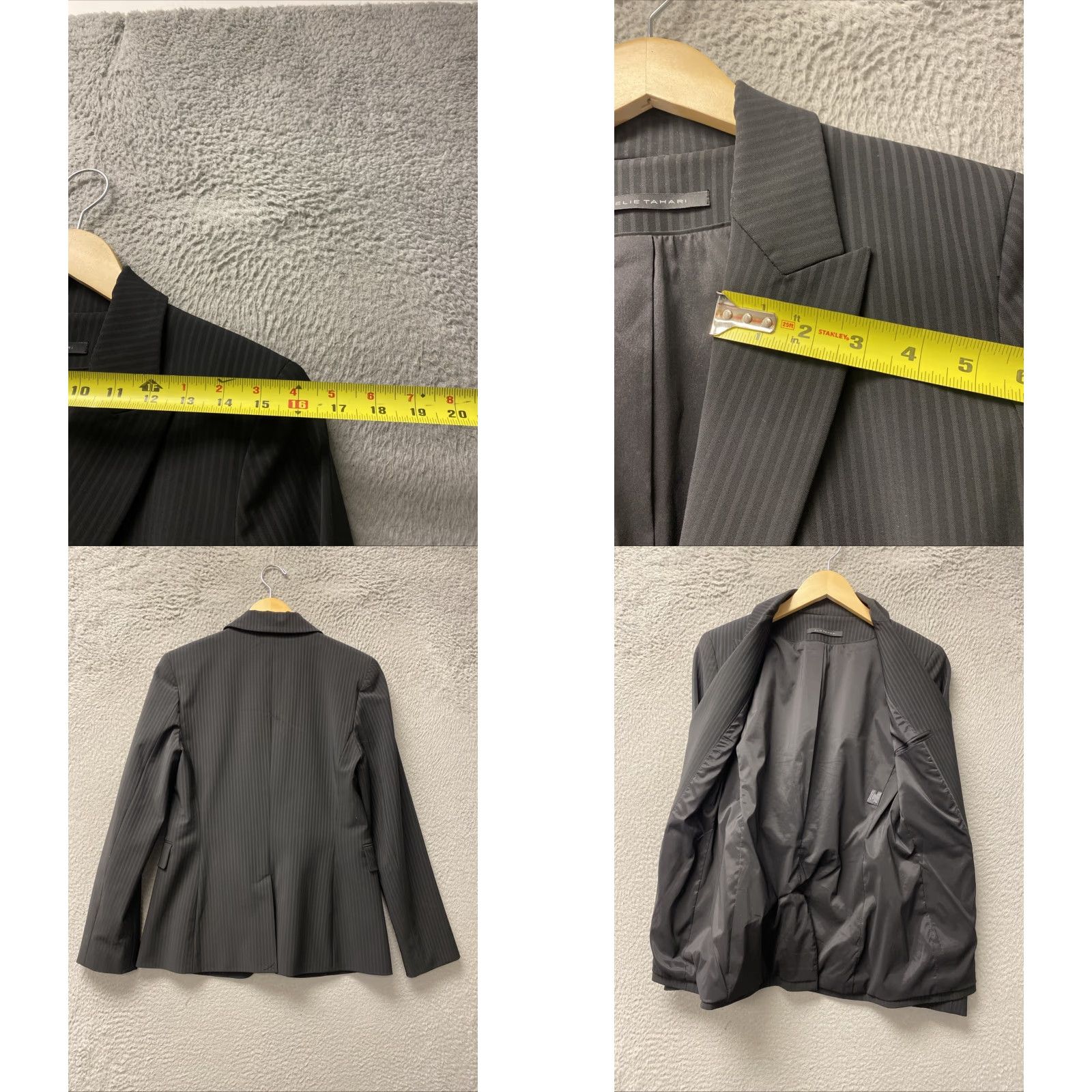 Vintage Tahari US 6 Blazer Woman's Black Striped Linen? Size M / US 6-8 / IT 42-44 - 8 Thumbnail