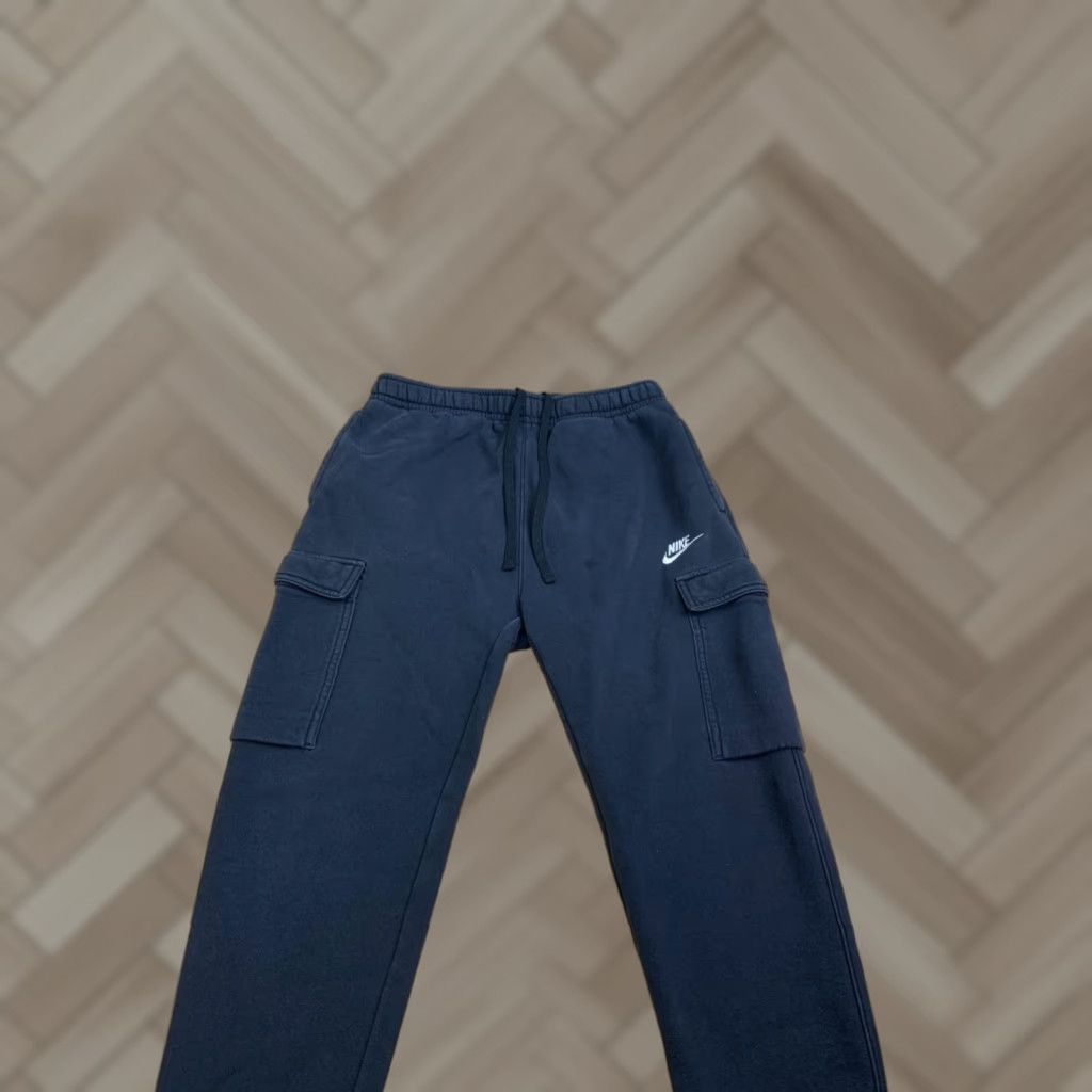 Nike Nike Cargo Sweatpants Joggers Mens S Black Drawstring Pockets Tapered Regular Pants Activewear Casual Winter Fall Spring Mens Size US 29 - 1 Thumbnail