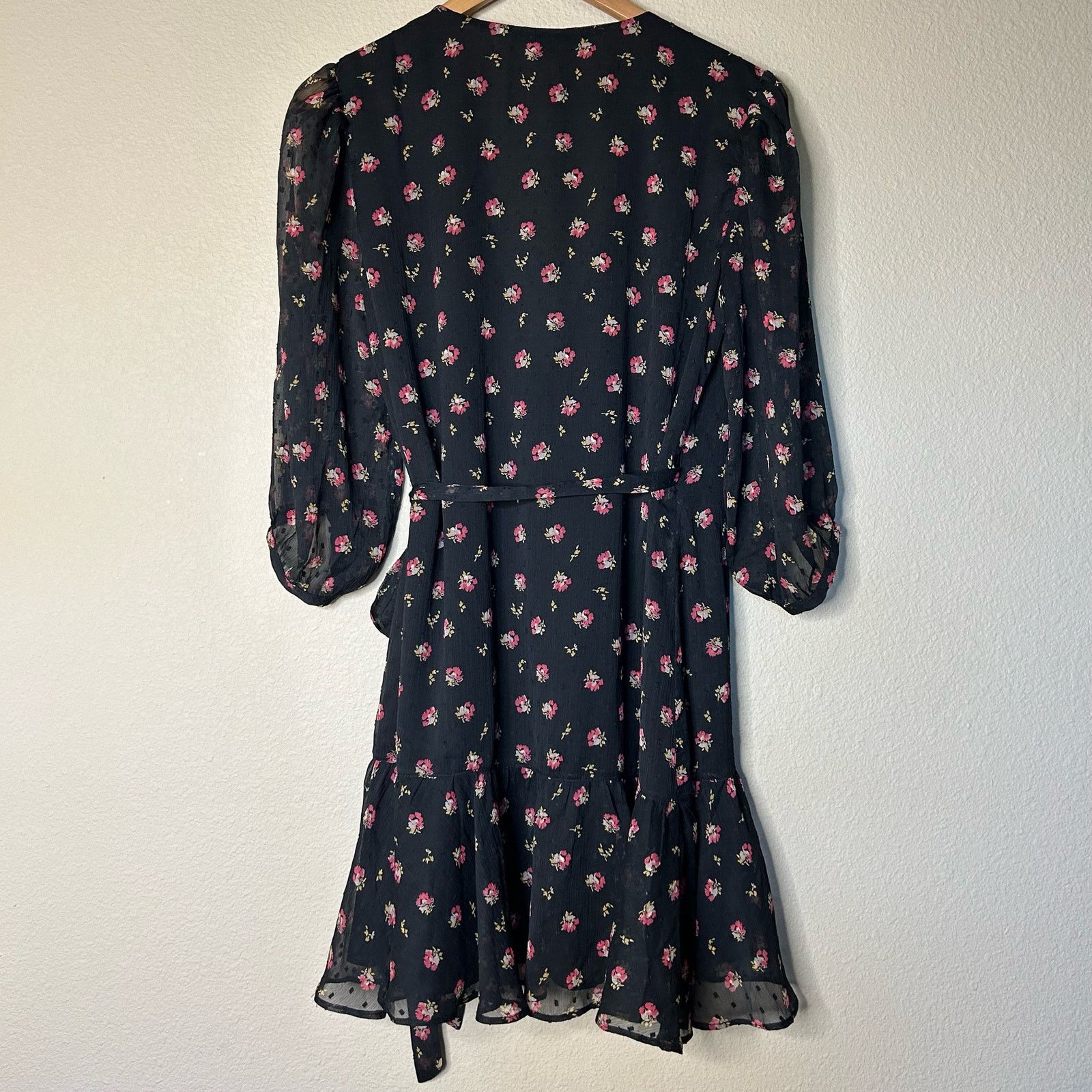 Allsaints All Saints Dress Mini Floral Wrap Black Ruffle Hem Size M Size M / US 6-8 / IT 42-44 - 5 Thumbnail