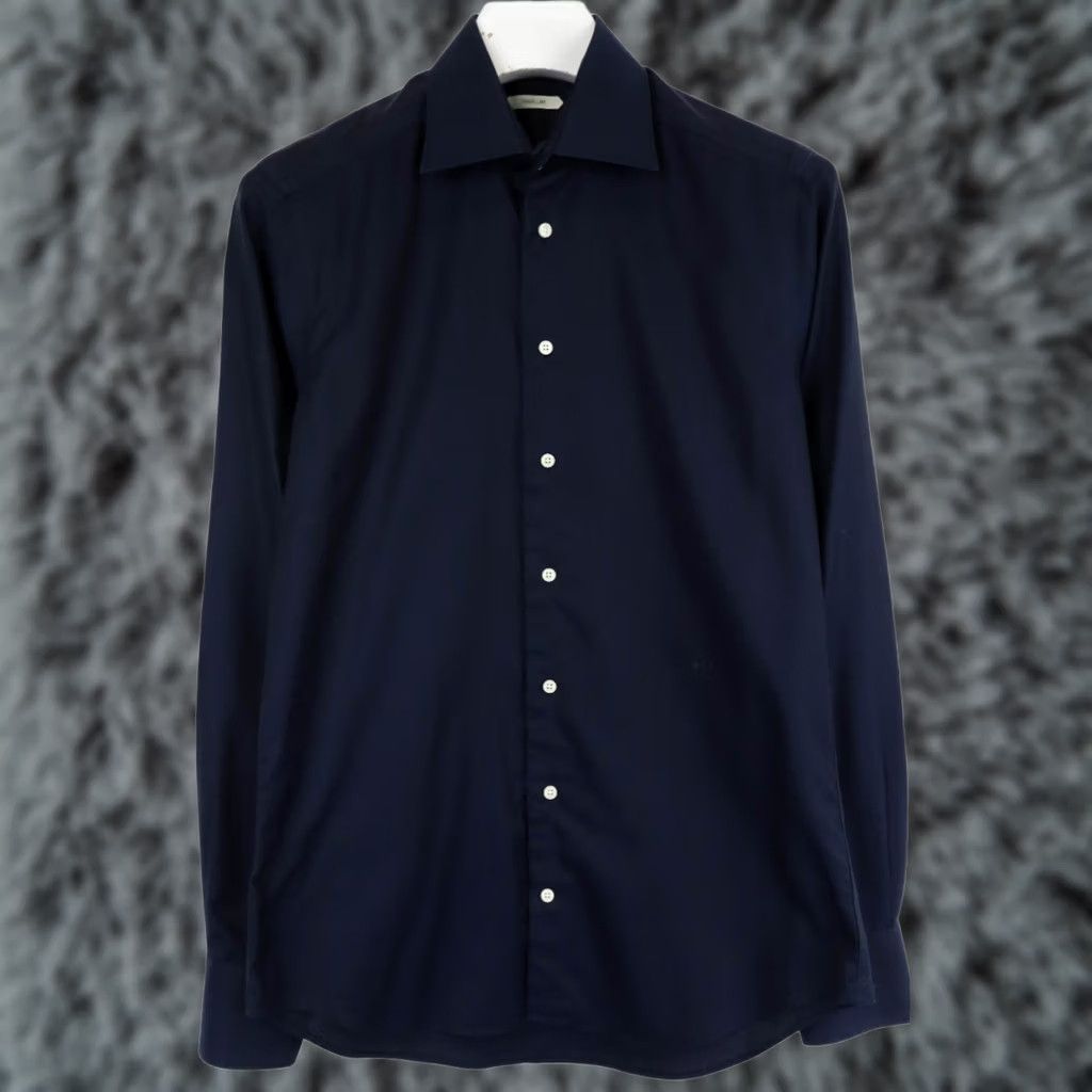 Suitsupply Suitsupply Traveller Shirt Men's 37/14 1/2 Navy Blue Button-Up Spread Collar Shirt Mens Blues 37/14 1/2 Size US M / EU 48-50 / 2 - 1 Thumbnail